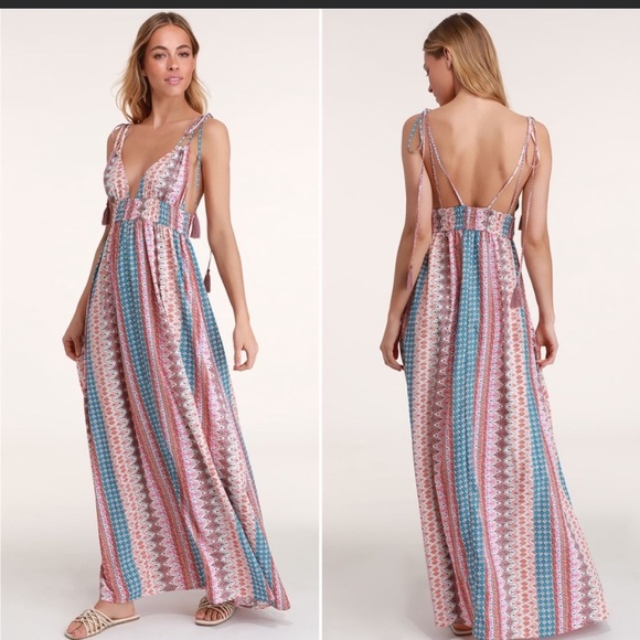 Lulu’s maxi multi print dress - Picture 1 of 4